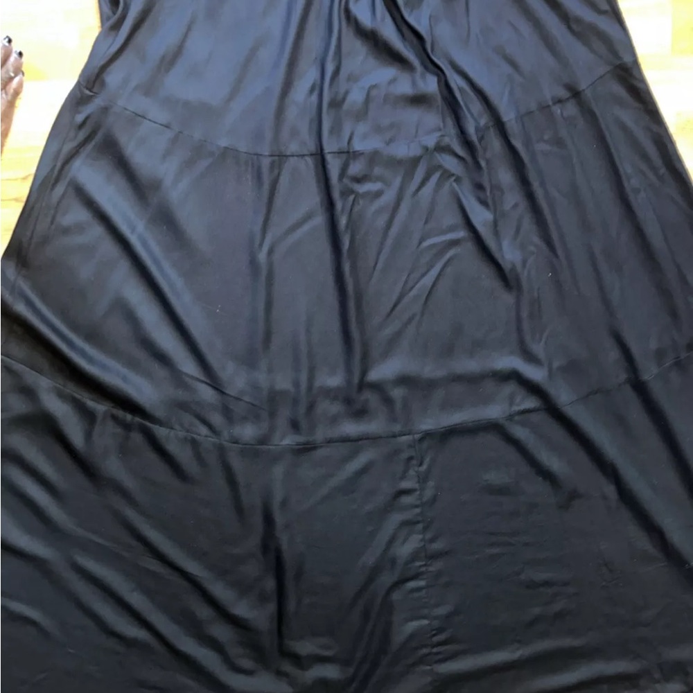 Vince Camuto Smocked Back Challis Tiered Maxi Dress - Black  Plus Size 1X New - Picture 12 of 15